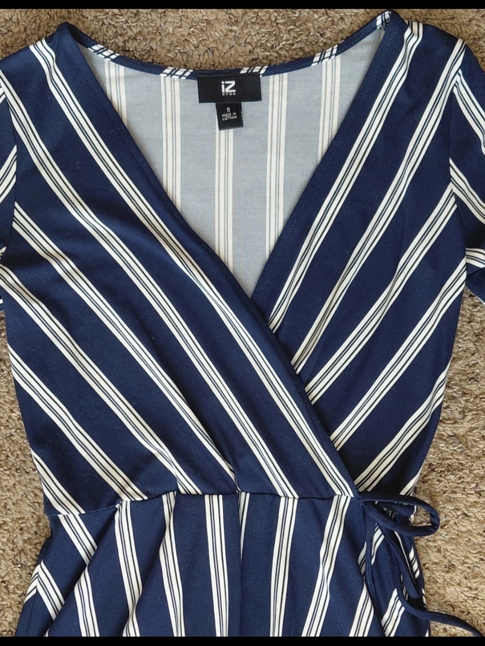 Navy and White Stripe Women's Size Small Knee Length Dress - Picture 2 of 6
